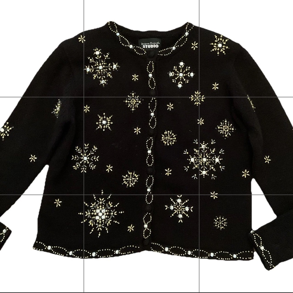 Designers Originals Studio Black Embellished Cardigan Sweater